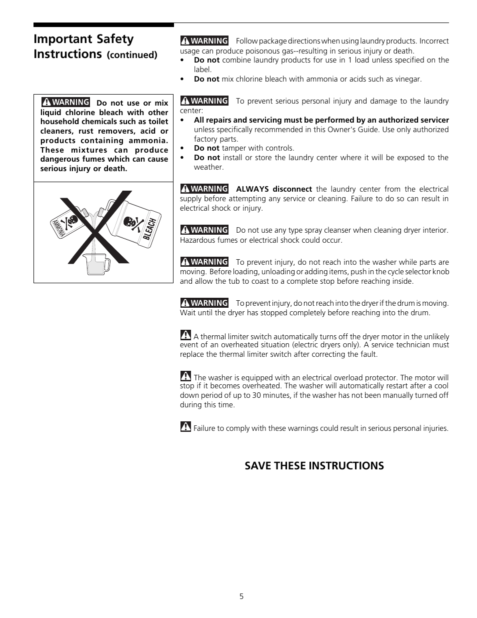 Important safety instructions, Save these instructions | FRIGIDAIRE 131781700 User Manual | Page 4 / 16