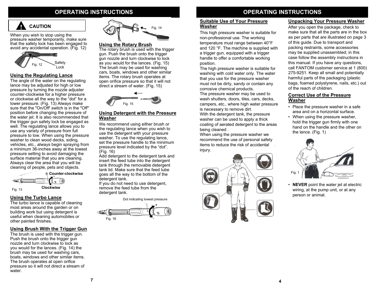 Operating instructions | Fantom Vacuum VPW49H User Manual | Page 5 / 6
