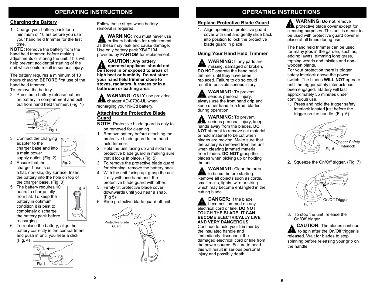 Operating instructions | Fantom Vacuum PT194H User Manual | Page 6 / 6