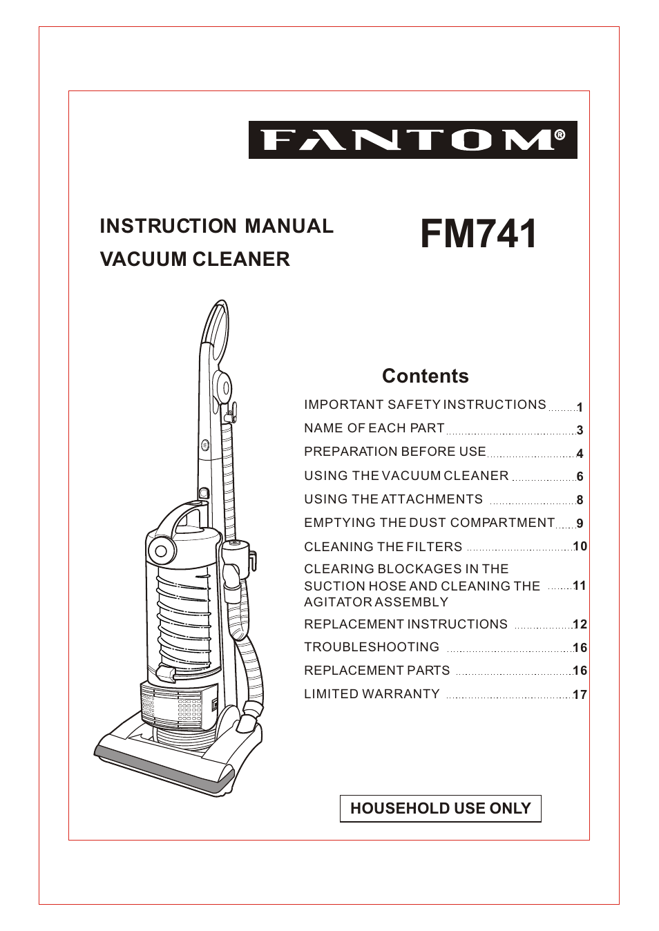 Fantom Vacuum FM741 User Manual | 18 pages