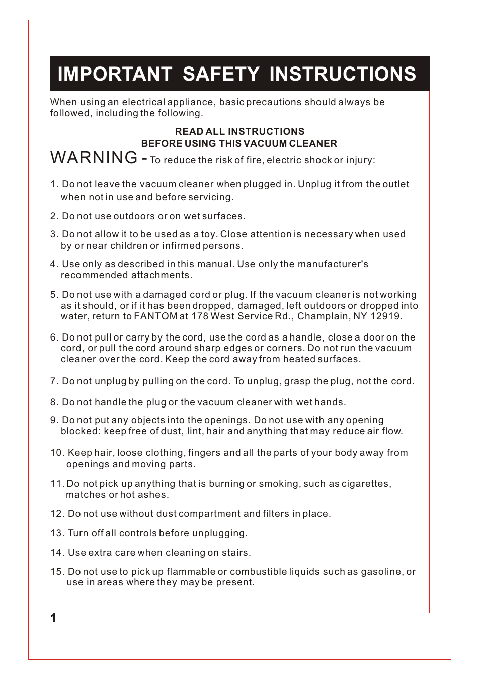 Т³гж 2, Important safety instructions, Warning | Fantom Vacuum FM741 User Manual | Page 2 / 18