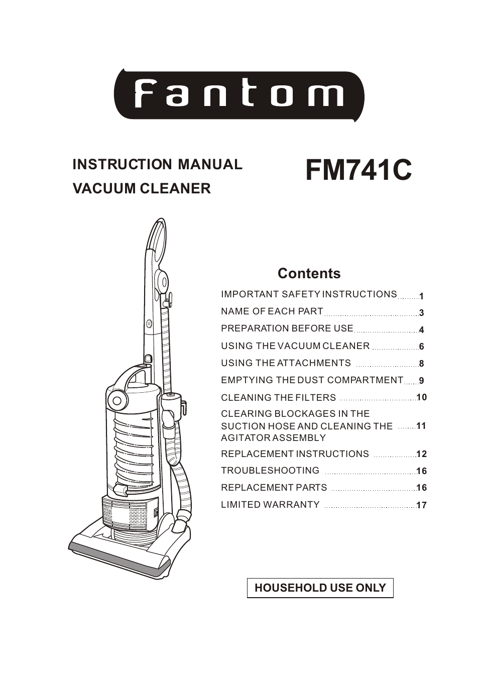 Fantom Vacuum FM741C User Manual | 19 pages