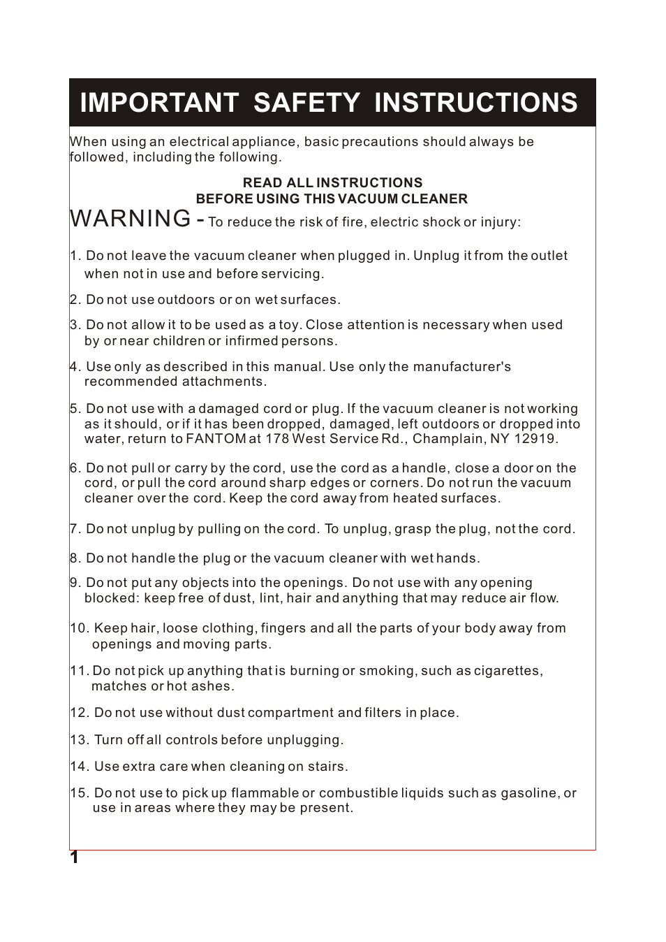 Т³гж 2, Important safety instructions, Warning | Fantom Vacuum FM740 User Manual | Page 2 / 18