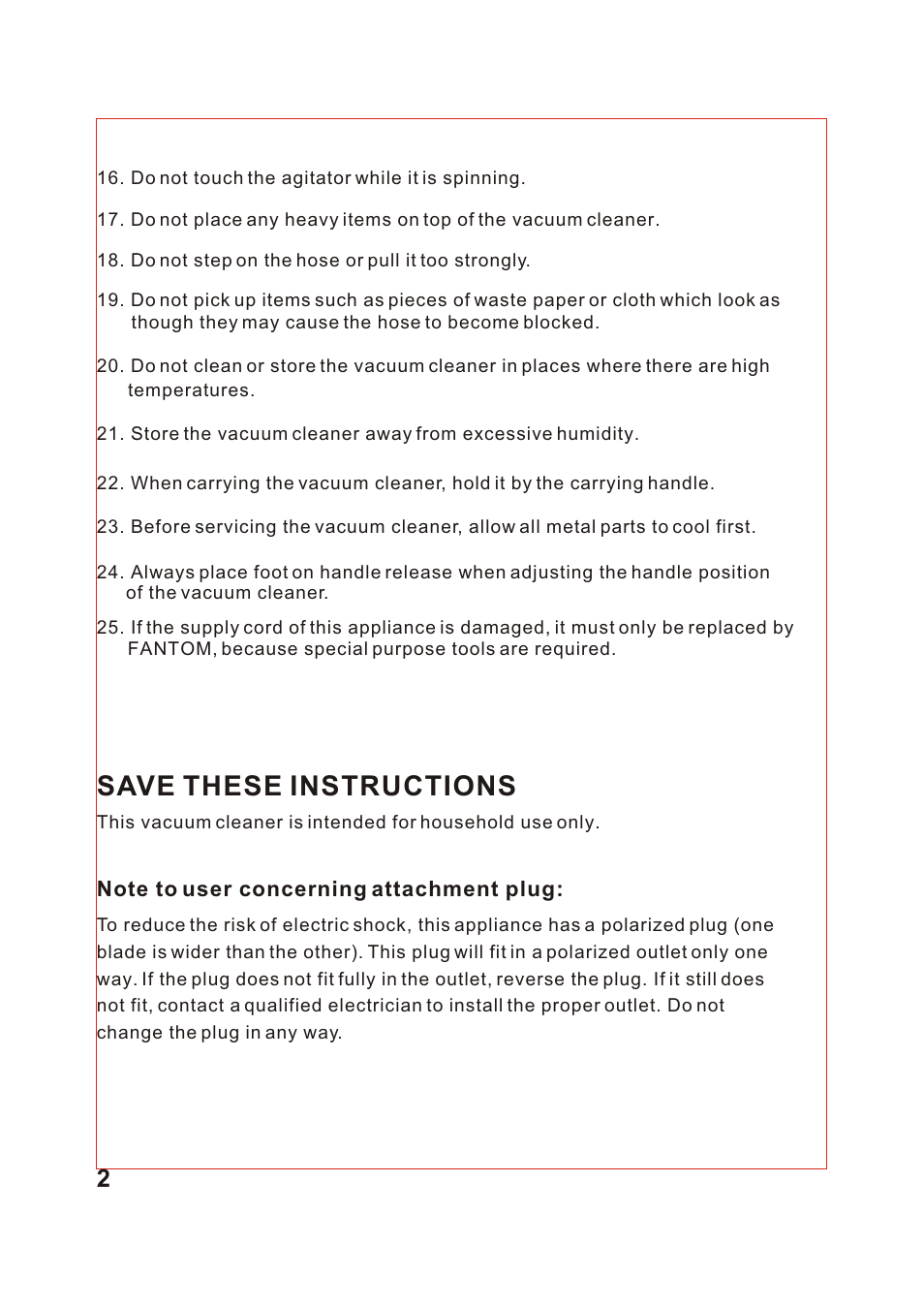 Т³гж 3, Save these instructions | Fantom Vacuum FM740 User Manual | Page 3 / 18