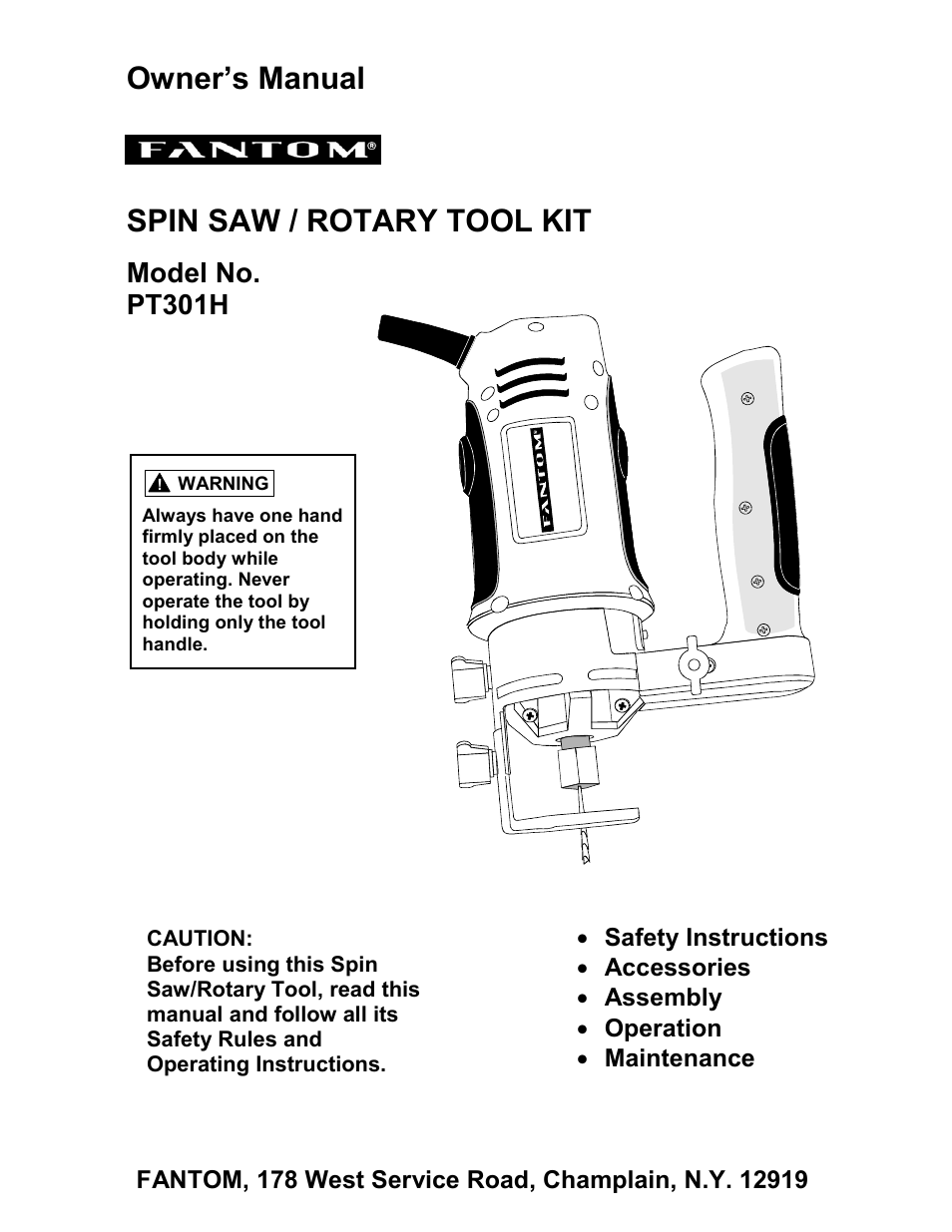 Fantom Vacuum PT301H User Manual | 18 pages