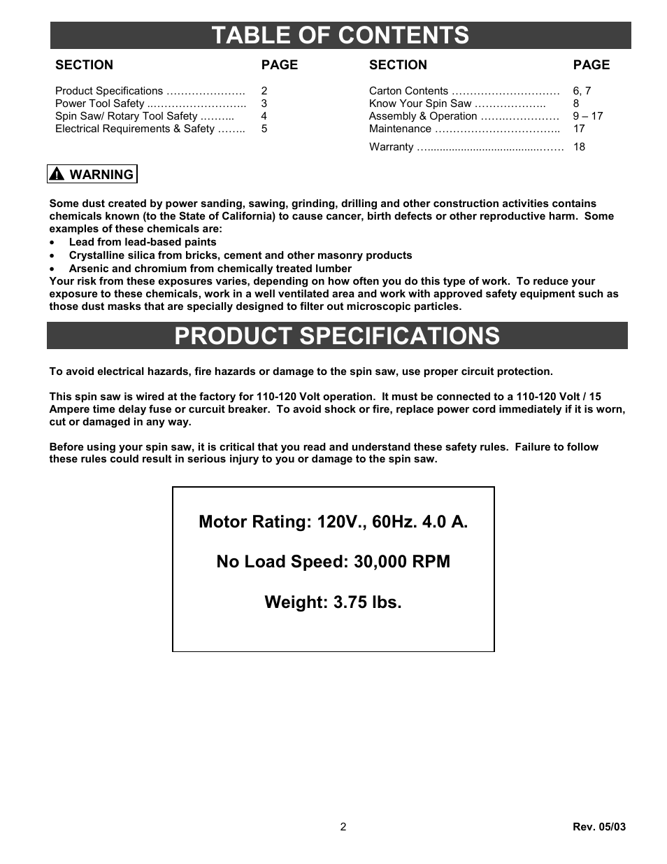 Fantom Vacuum PT301H User Manual | Page 2 / 18