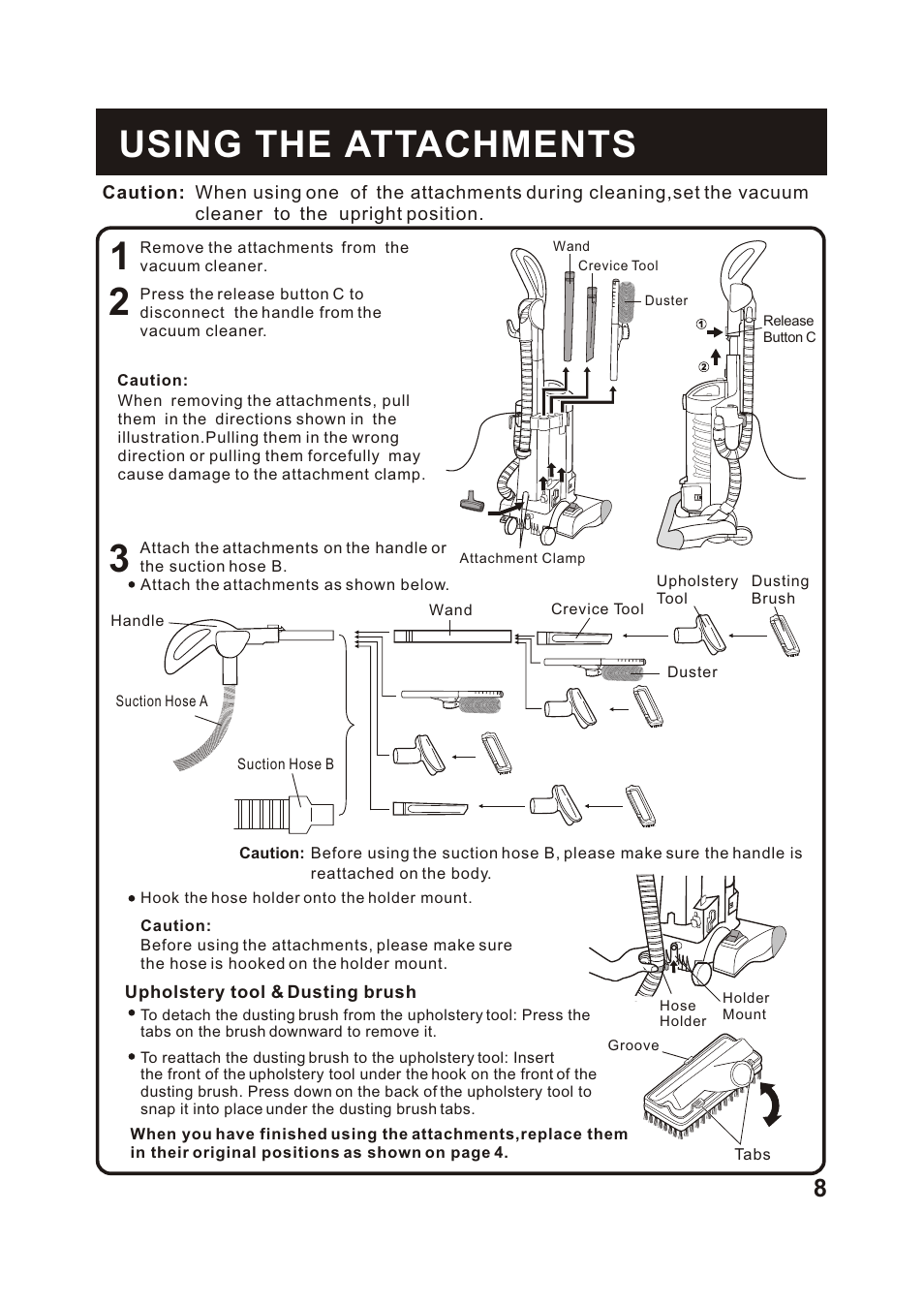 Т³гж 9, Using the attachments | Fantom Vacuum FM766HG User Manual | Page 9 / 19