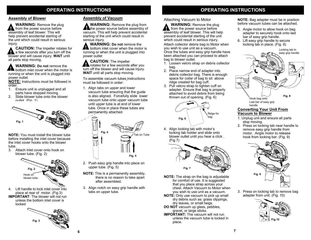 Operating instructions | Fantom Vacuum PT199H User Manual | Page 8 / 8