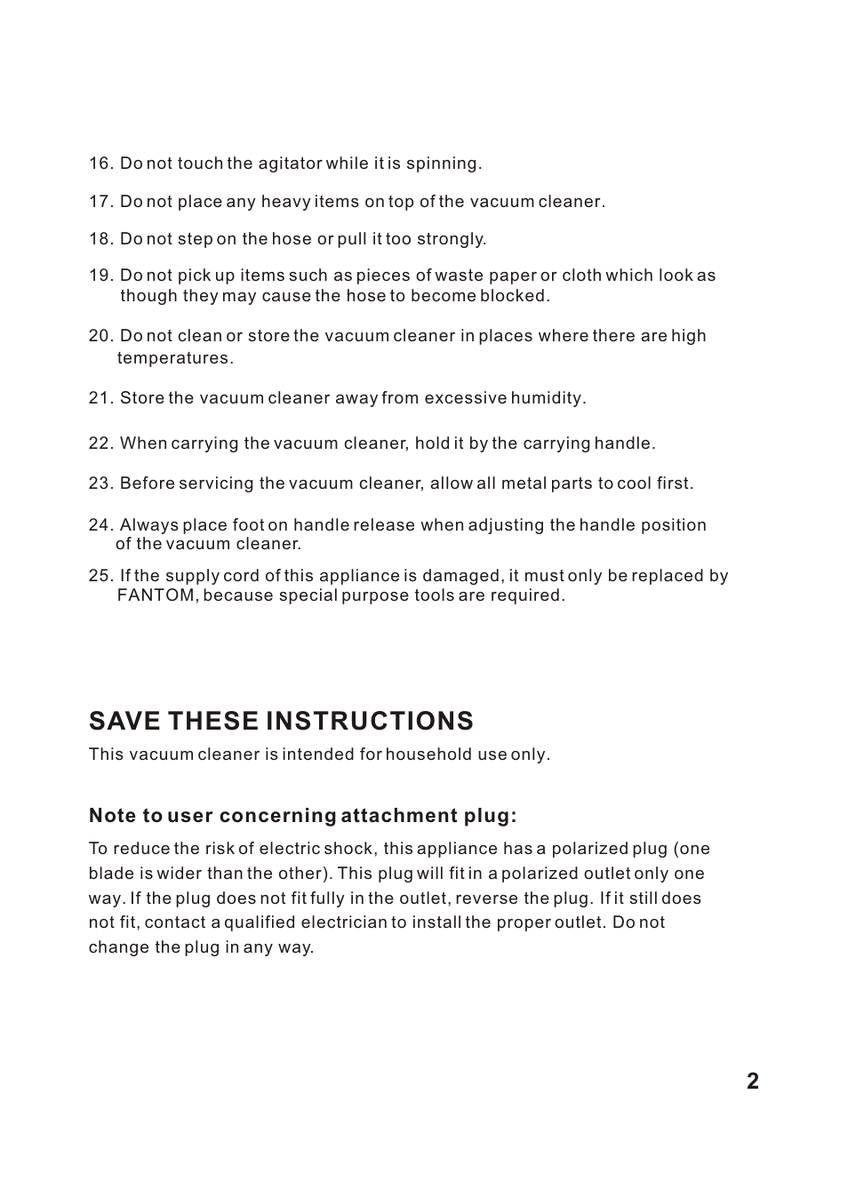 Т³гж 3, Save these instructions | Fantom Vacuum FM780 User Manual | Page 3 / 17