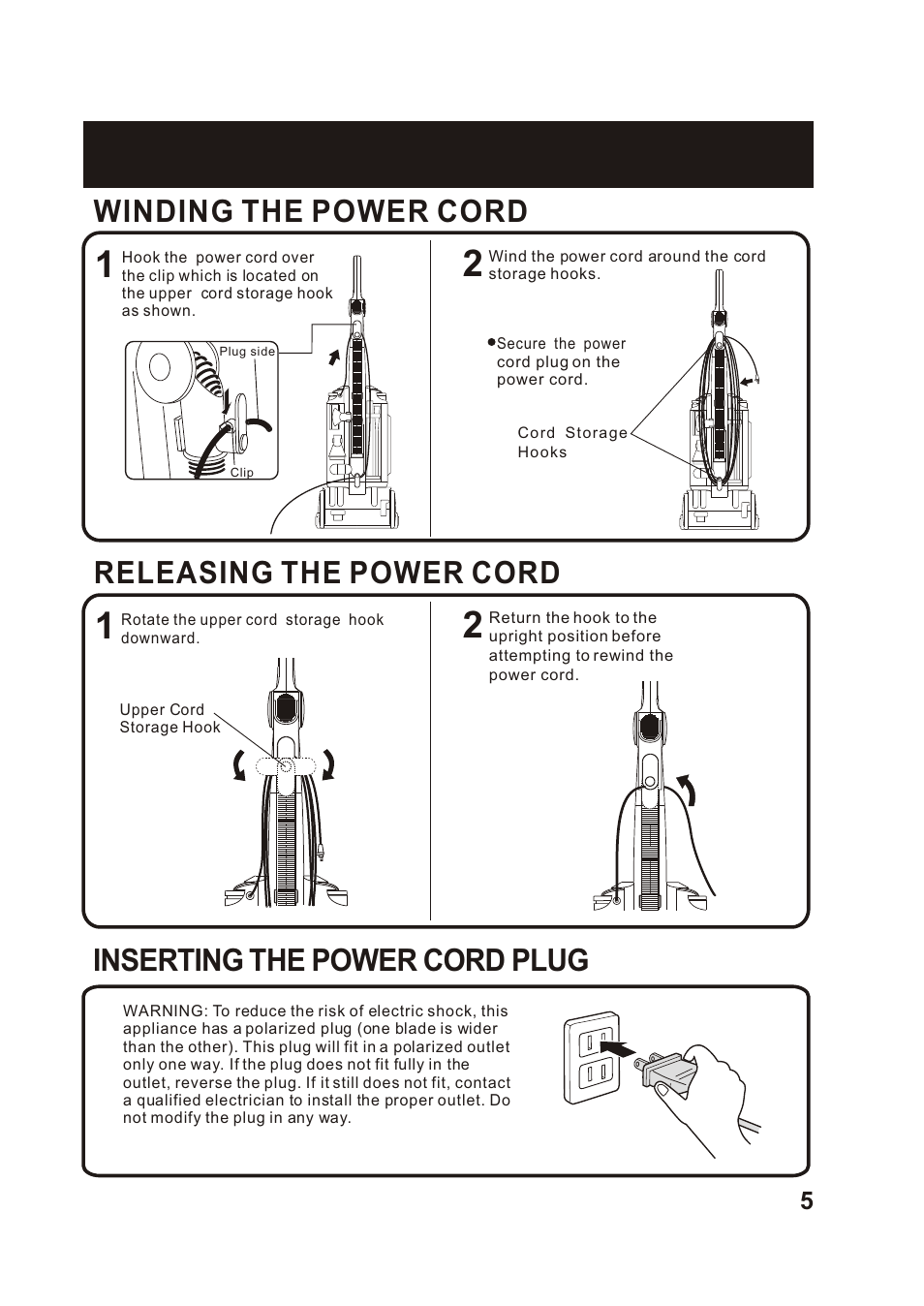 Т³гж 6, 12 2 preparation before use, Winding the power cord | Releasing the power cord, Inserting the power cord plug | Fantom Vacuum FM780 User Manual | Page 6 / 17