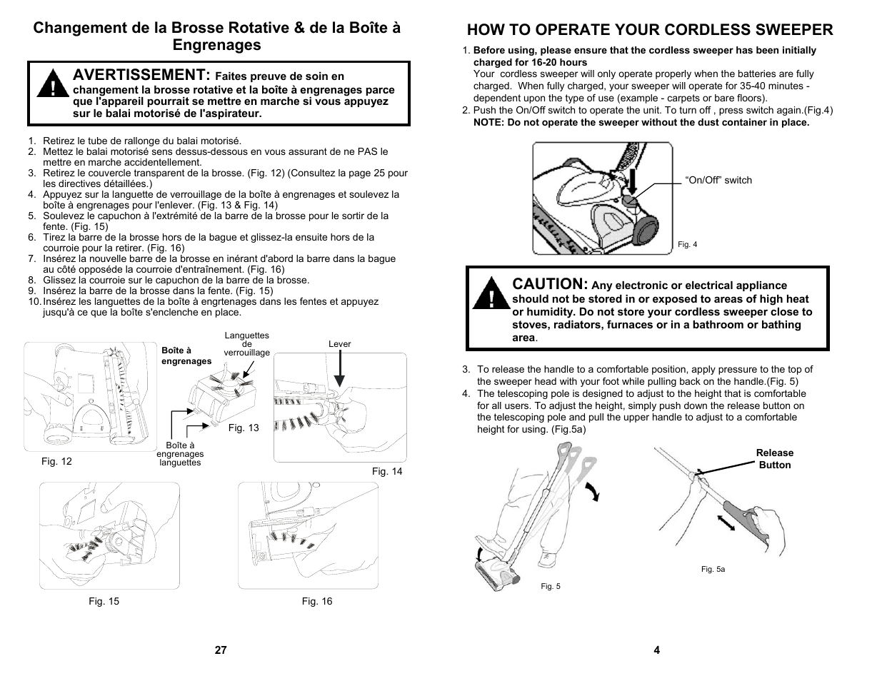 Avertissement | Fantom Vacuum FS835 User Manual | Page 5 / 16