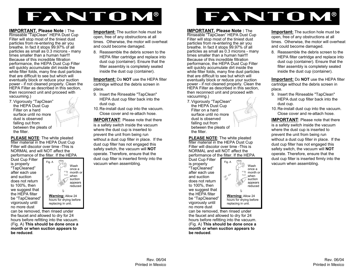 Fantom Vacuum FM732H User Manual | Page 2 / 2