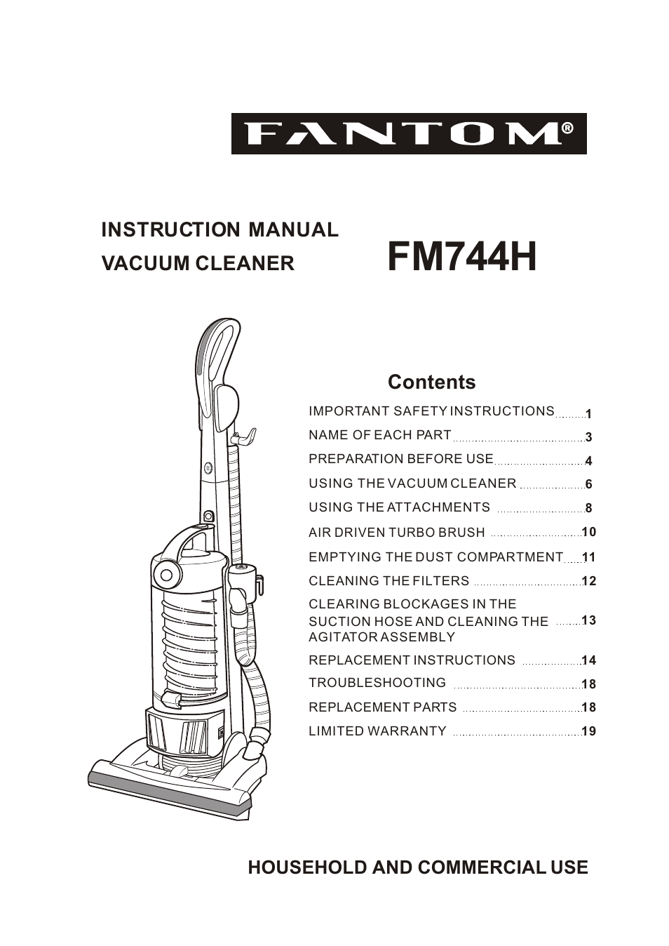 Fantom Vacuum FM744H User Manual | 21 pages