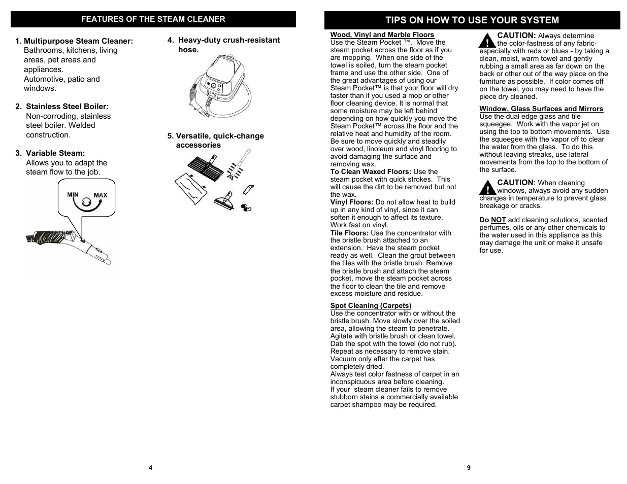Tips on how to use your system | Fantom Vacuum THE SPECIALIST SC925H User Manual | Page 6 / 8