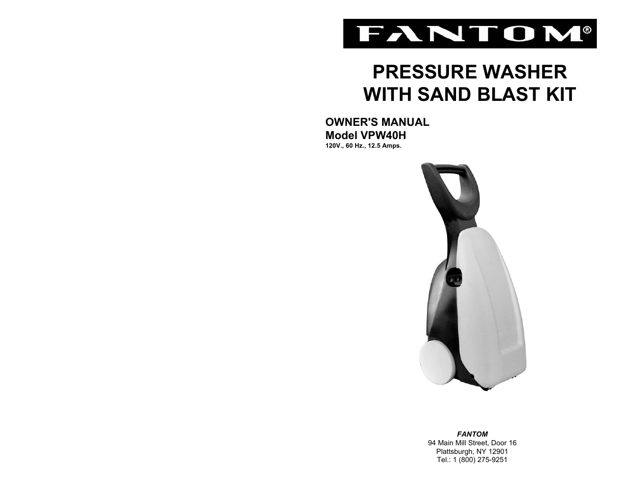 Fantom Vacuum FANTOM VPW40H User Manual | 6 pages