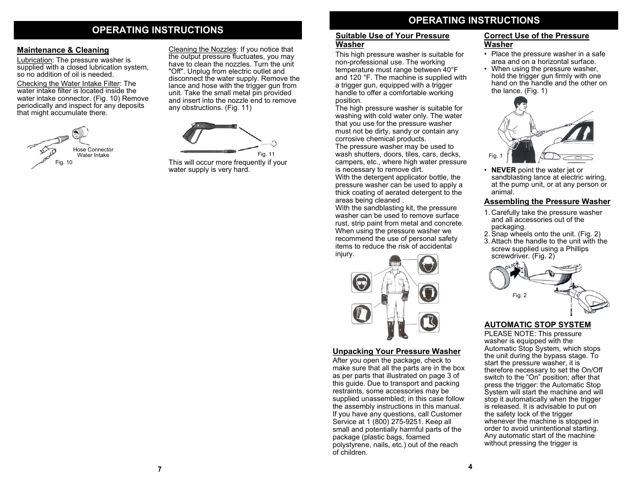 Operating instructions | Fantom Vacuum FANTOM VPW40H User Manual | Page 5 / 6
