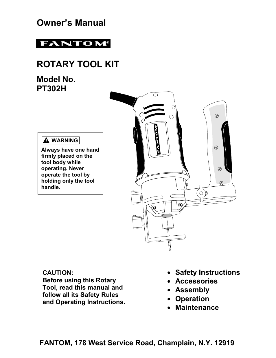 Fantom Vacuum FANTOM PT302H User Manual | 18 pages