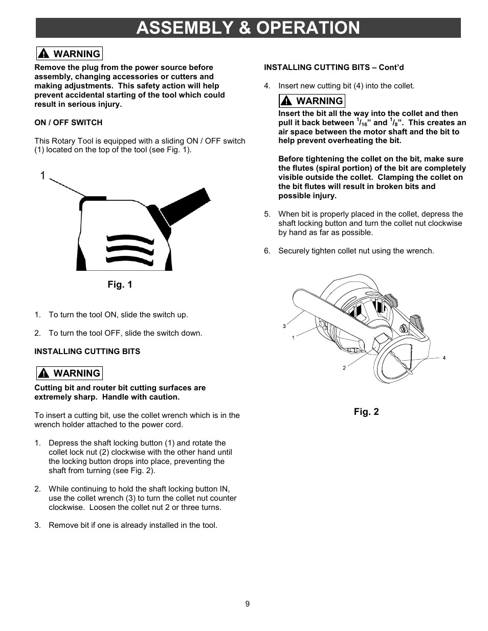 Assembly & operation | Fantom Vacuum FANTOM PT302H User Manual | Page 9 / 18