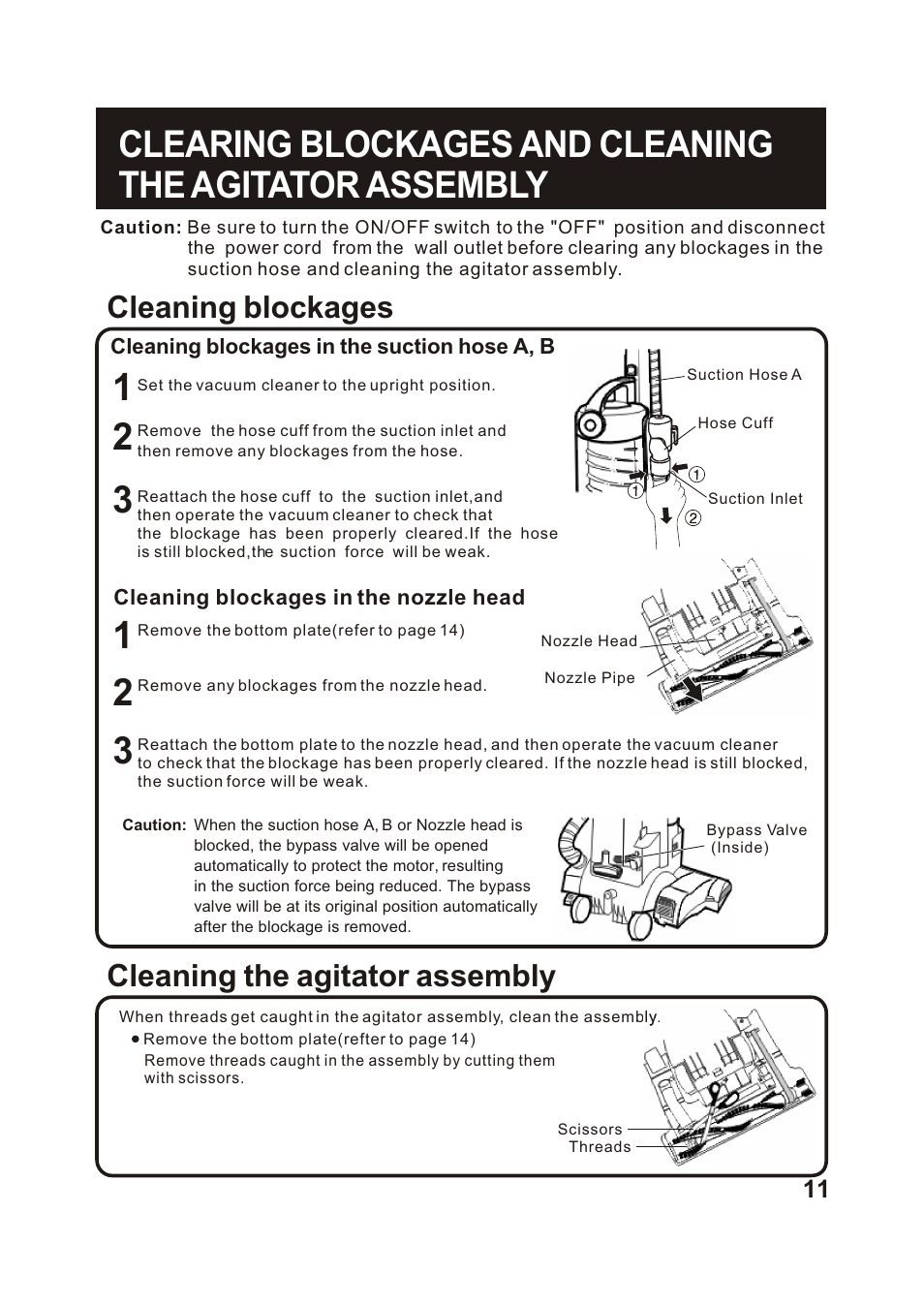 Cleaning the agitator assembly, Cleaning blockages | Fantom Vacuum FM741B User Manual | Page 12 / 18