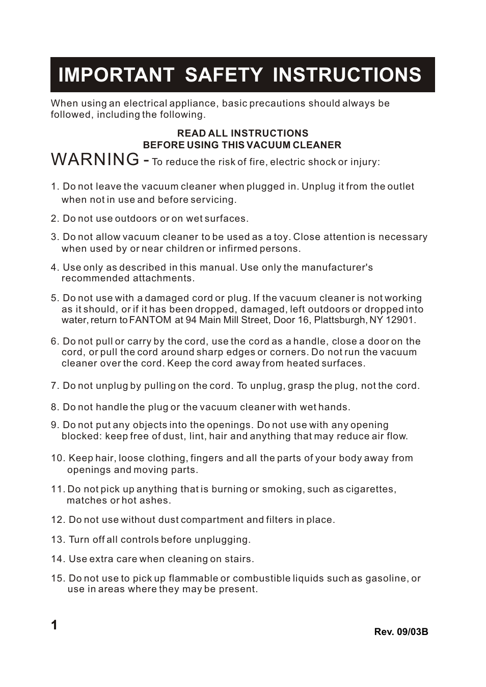 Т³гж 2, Important safety instructions, Warning | Fantom Vacuum FM741B User Manual | Page 2 / 18