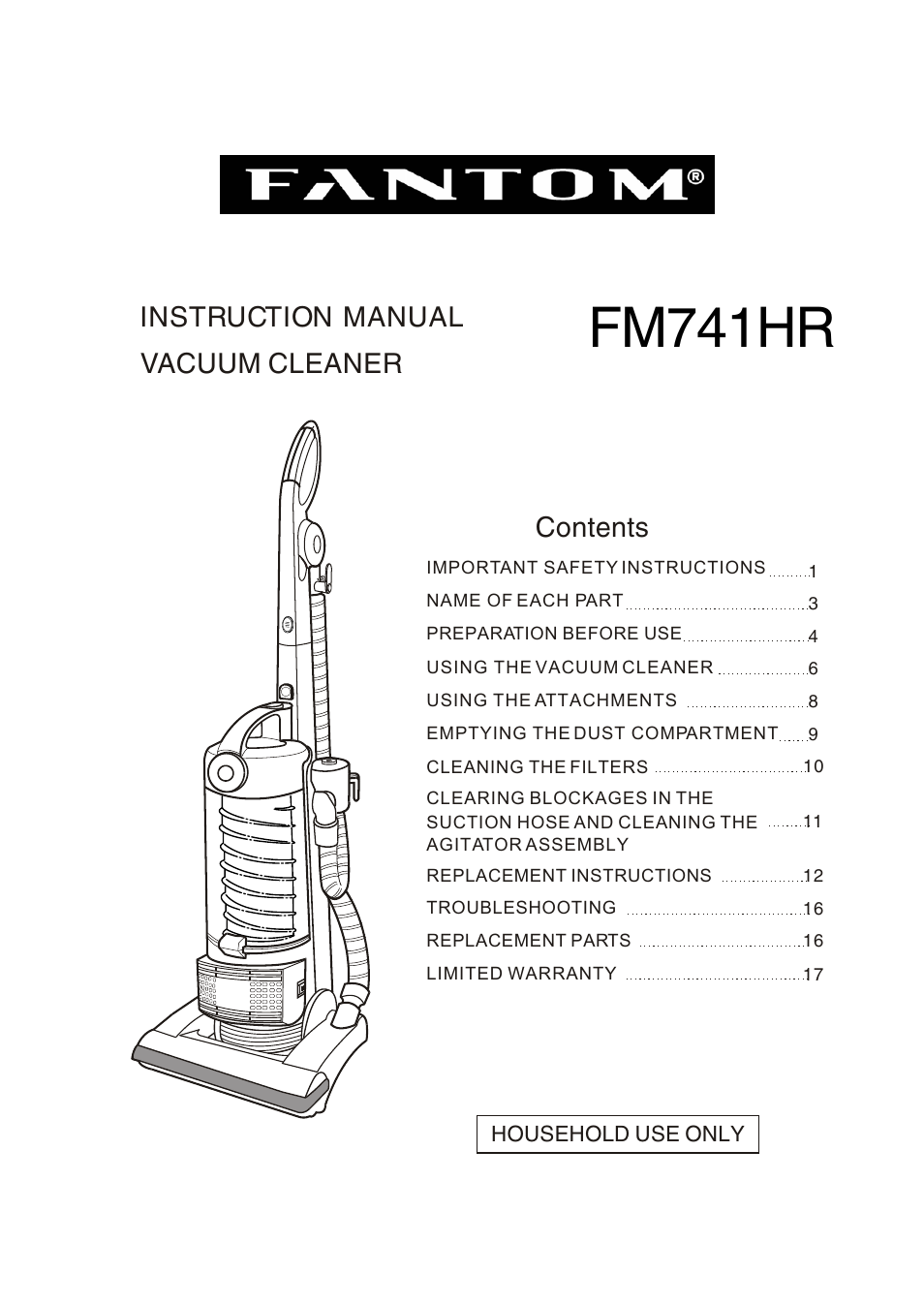 Fantom Vacuum FM741HR User Manual | 18 pages