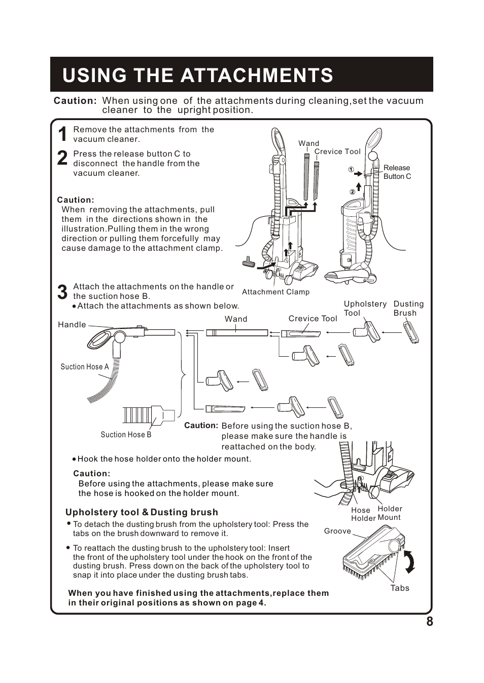 Т³гж 9, Using the attachments | Fantom Vacuum FM741HR User Manual | Page 9 / 18
