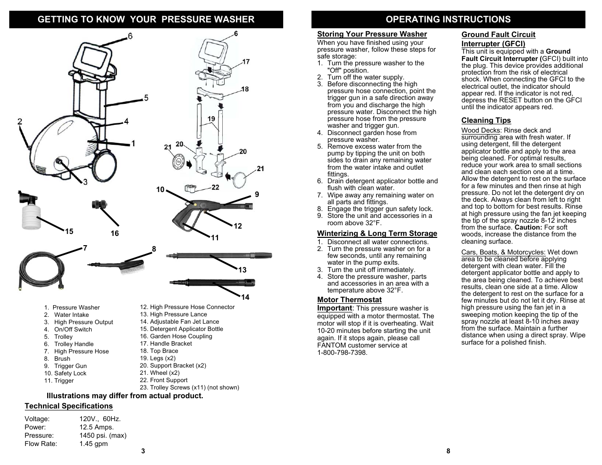 Getting to know your pressure washer, Operating instructions | Fantom Vacuum VPW43H User Manual | Page 4 / 6