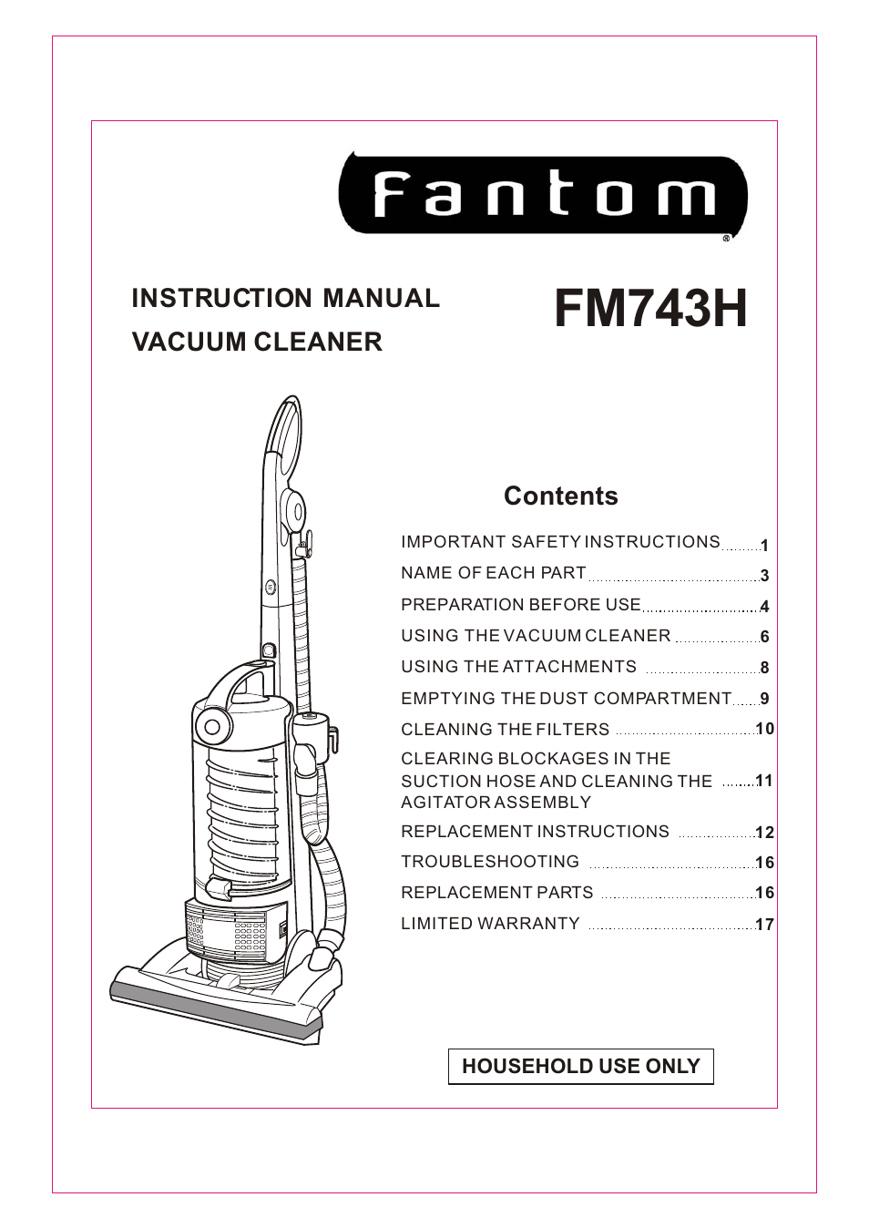 Fantom Vacuum FANTOM FM743H User Manual | 18 pages