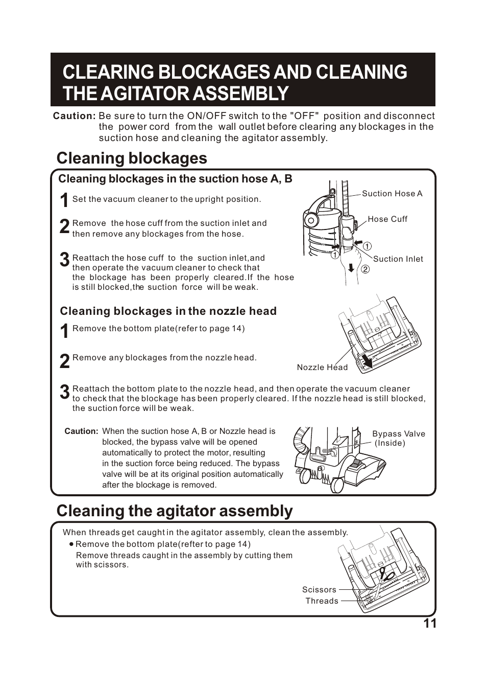 Т³гж 12, Cleaning the agitator assembly, Cleaning blockages | Fantom Vacuum FM742CS User Manual | Page 13 / 19