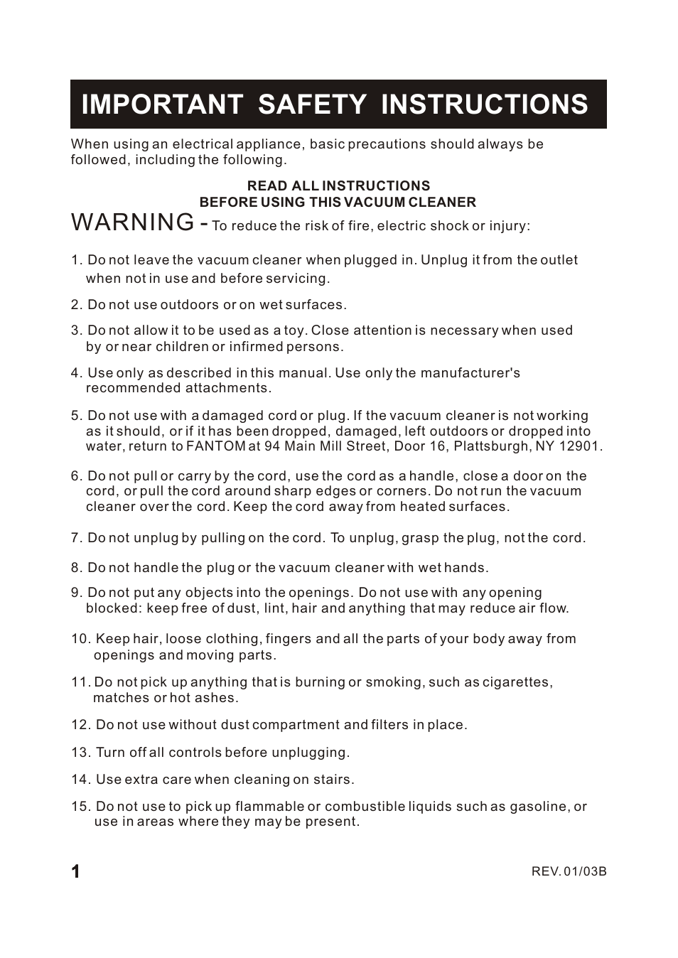 Т³гж 2, Important safety instructions, Warning | Fantom Vacuum FANTOM FM780 User Manual | Page 2 / 17
