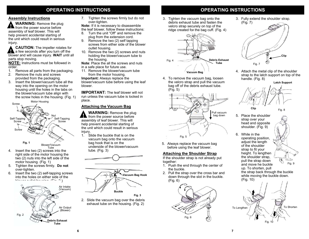 Operating instructions | Fantom Vacuum PT205H User Manual | Page 8 / 8