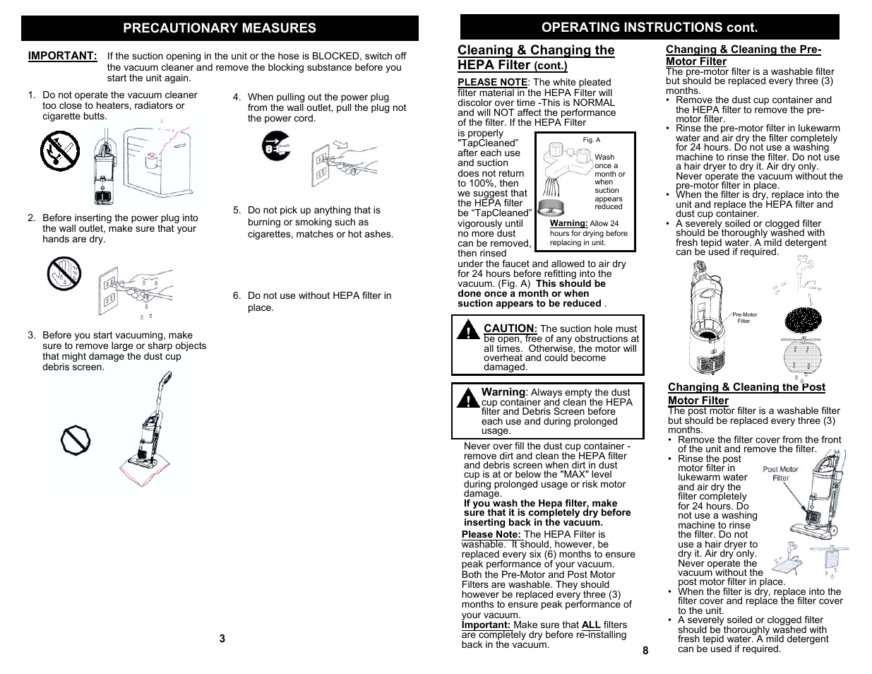 Cleaning & changing the hepa filter | Fantom Vacuum TRANSFORMER VAC FM604 User Manual | Page 4 / 6