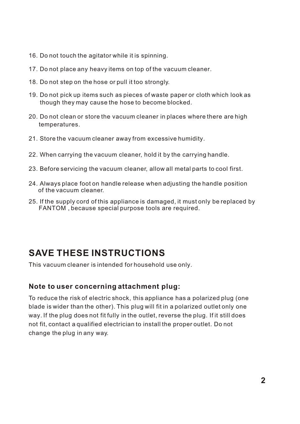Т³гж 3, Save these instructions | Fantom Vacuum FANTOM FM760K User Manual | Page 4 / 19
