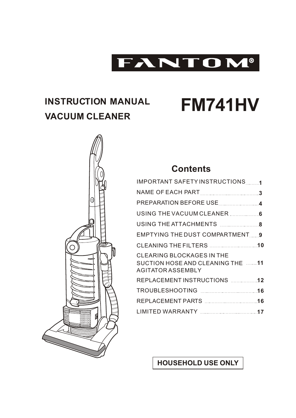 Fantom Vacuum FM741HV User Manual | 19 pages