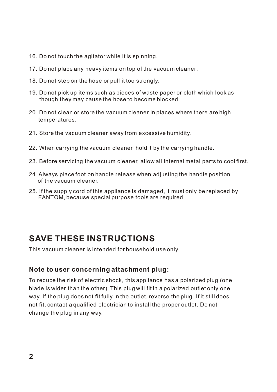 Т³гж 3, Save these instructions | Fantom Vacuum FM741HV User Manual | Page 4 / 19