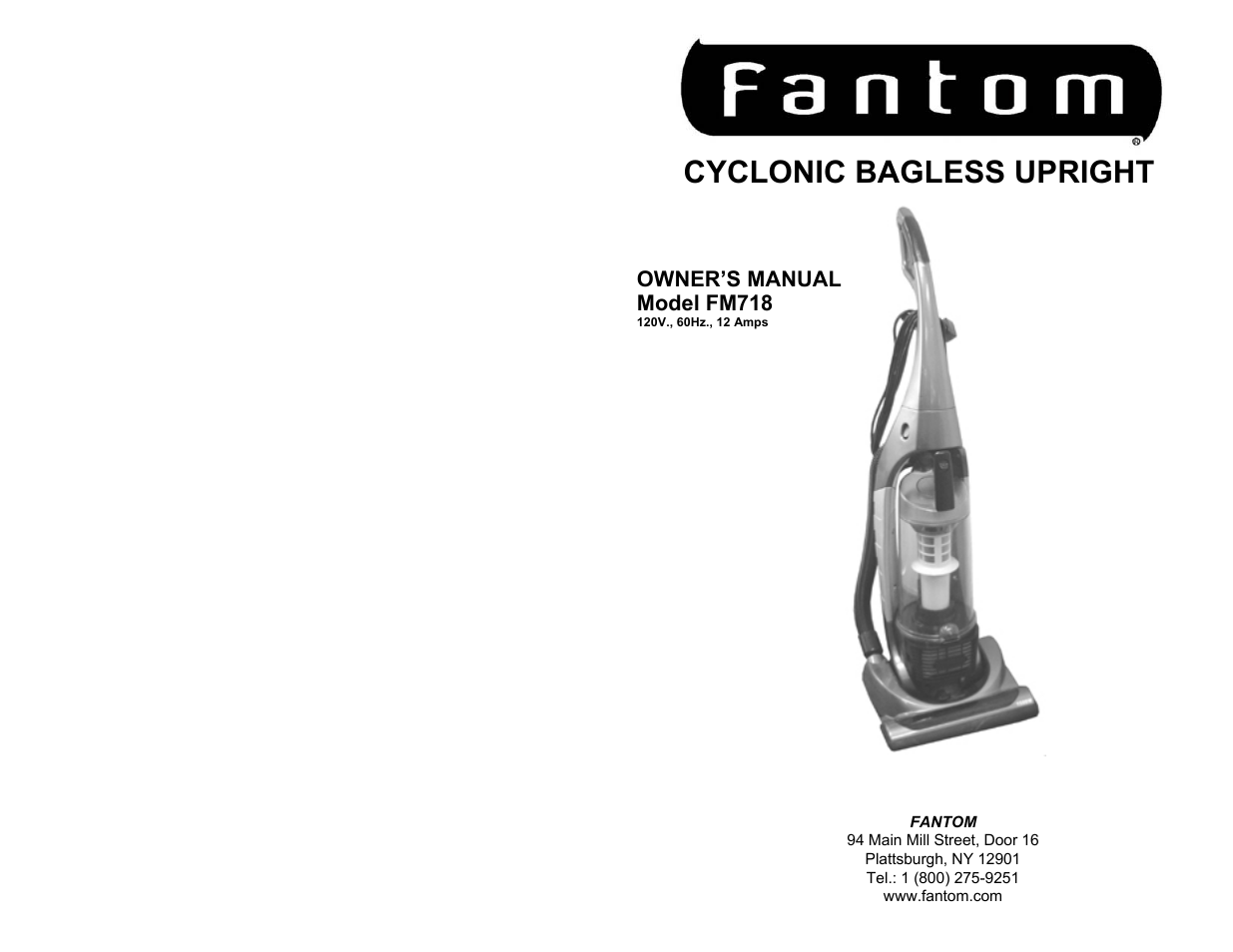 Fantom Vacuum FM718 User Manual | 8 pages