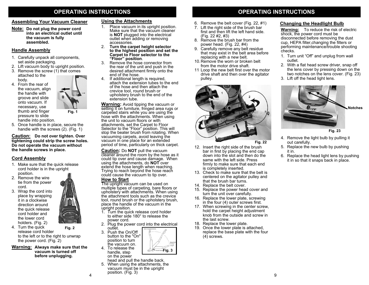 Operating instructions | Fantom Vacuum FM718 User Manual | Page 6 / 8