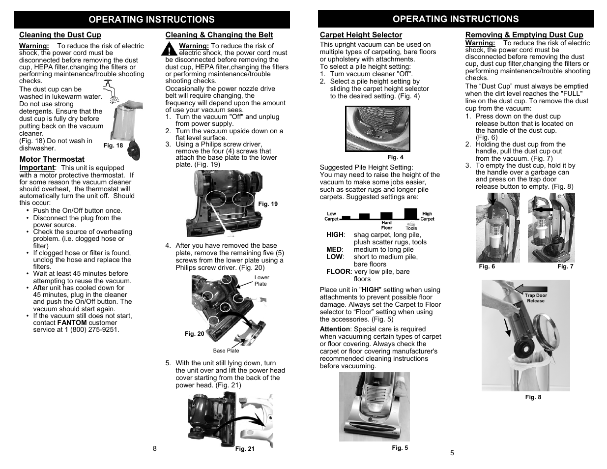 Operating instructions | Fantom Vacuum FM718 User Manual | Page 7 / 8