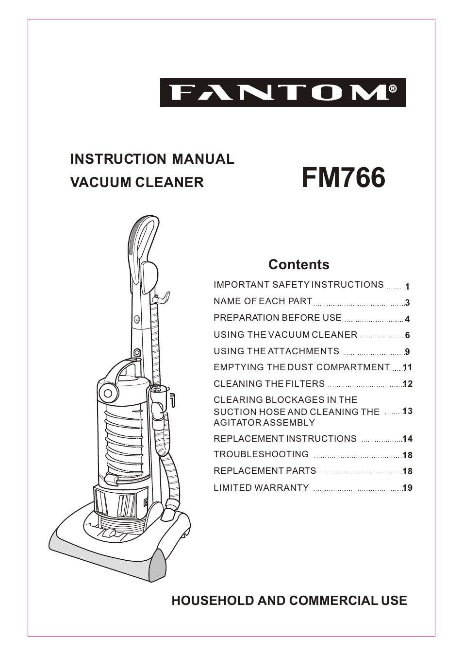 Fantom Vacuum FM766 User Manual | 5 pages