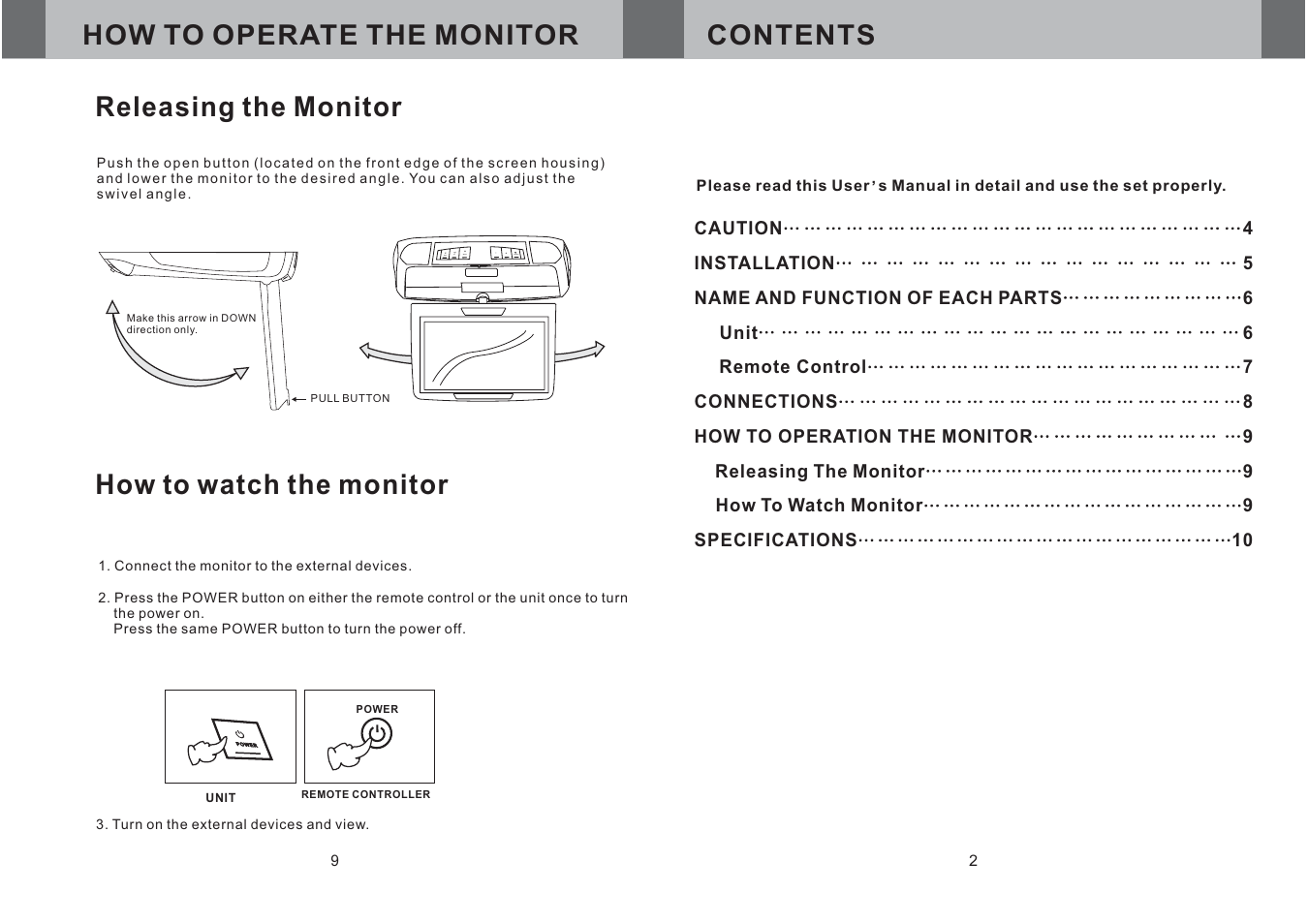 How to watch the monitor | Farenheit Technologies T-910CM User Manual | Page 3 / 6