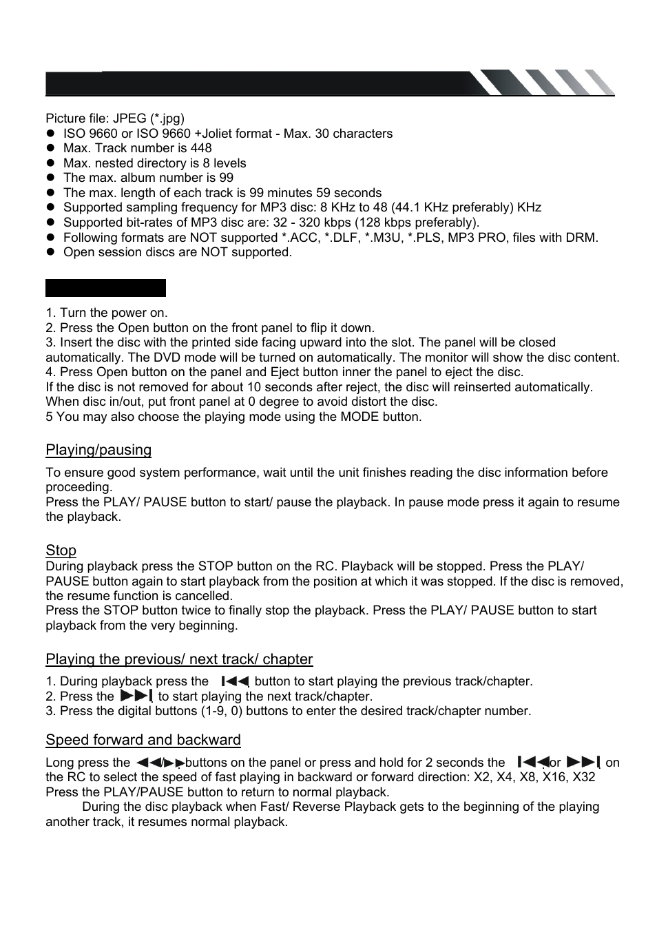 Loading a disc | Farenheit Technologies TID-320 User Manual | Page 16 / 25