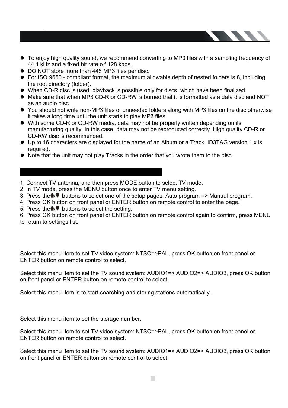 Tv operations (for tid-320t only) | Farenheit Technologies TID-320 User Manual | Page 19 / 25