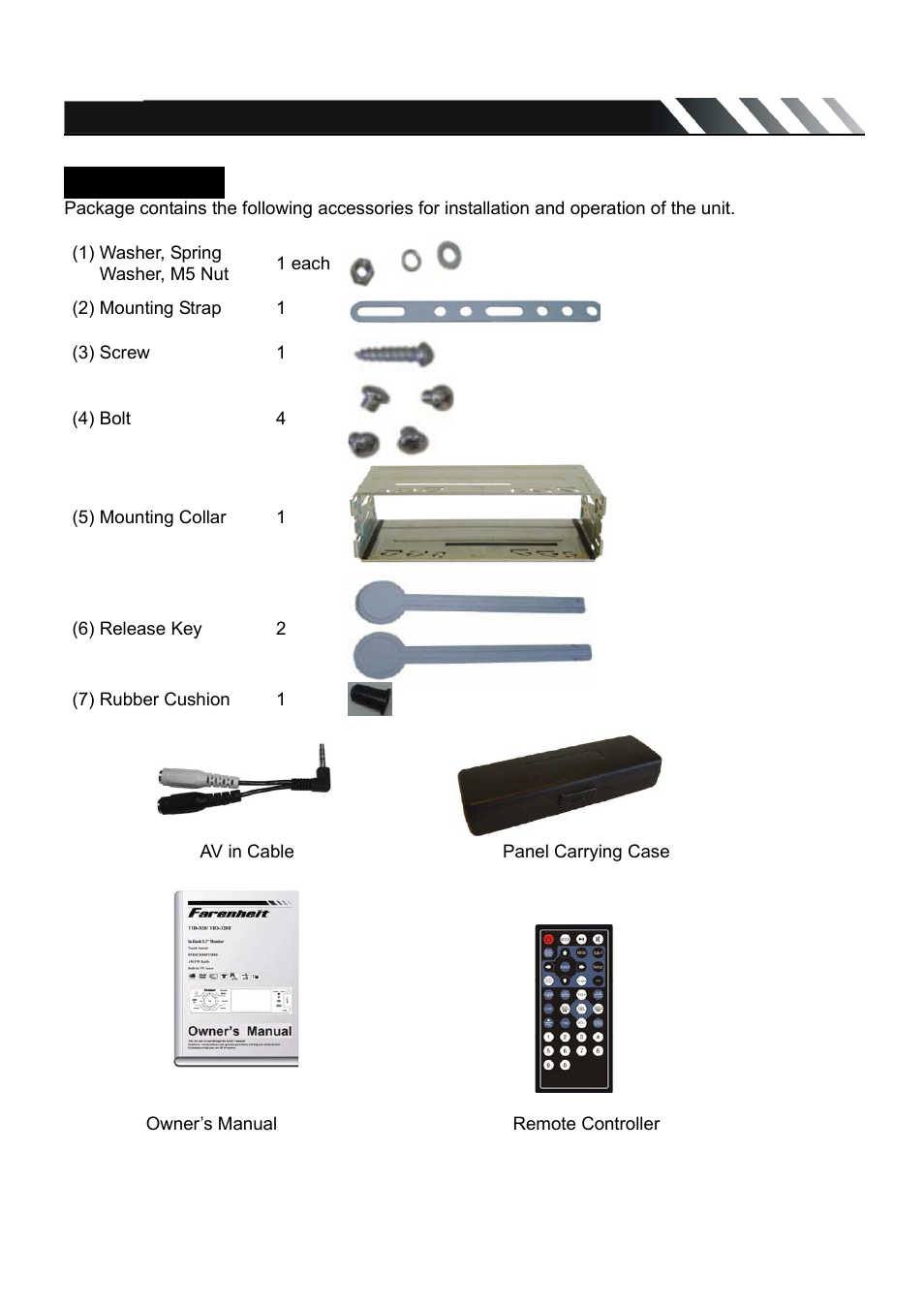Accessories | Farenheit Technologies TID-320 User Manual | Page 4 / 25