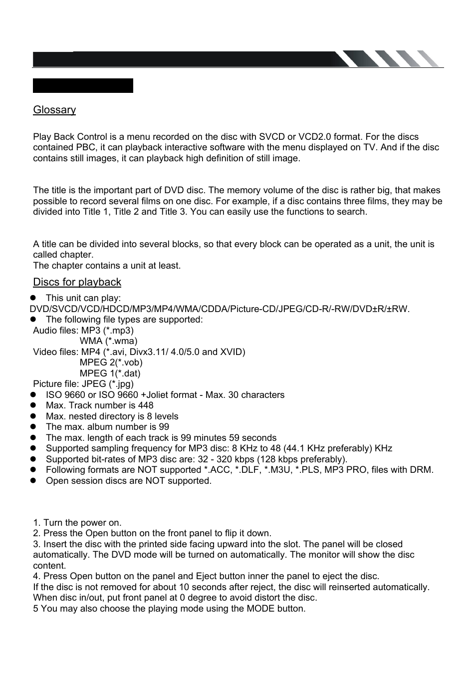 Discs operations | Farenheit Technologies DVD-22T User Manual | Page 14 / 25