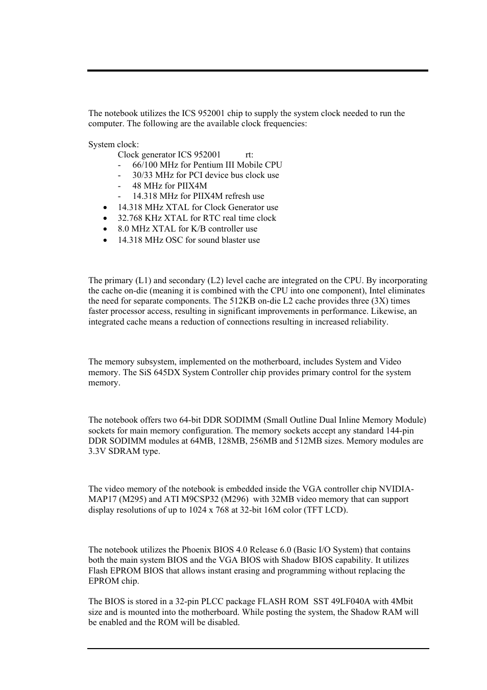 6 clock frequency generator, 7 cache memory, 8 system memory | 1 system memory, 2 video memory, 9 system bios, Hardware functional overview | FIC M296 User Manual | Page 110 / 175