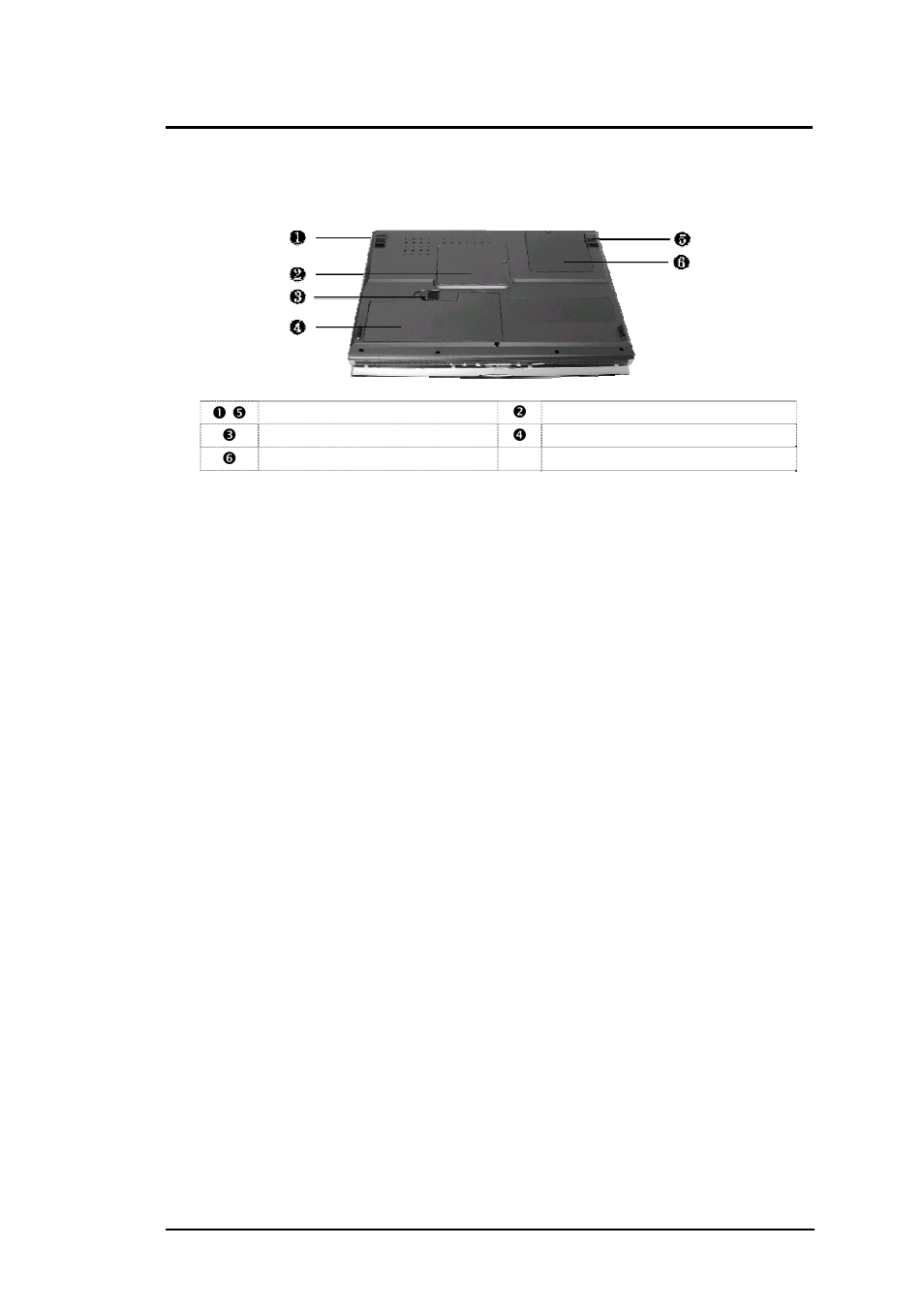 6 the under side of the notebook, Tilt foot (left and right), Memory compartment | Battery release latch, Battery bay, Mini-pci socket compartment | FIC M296 User Manual | Page 23 / 175