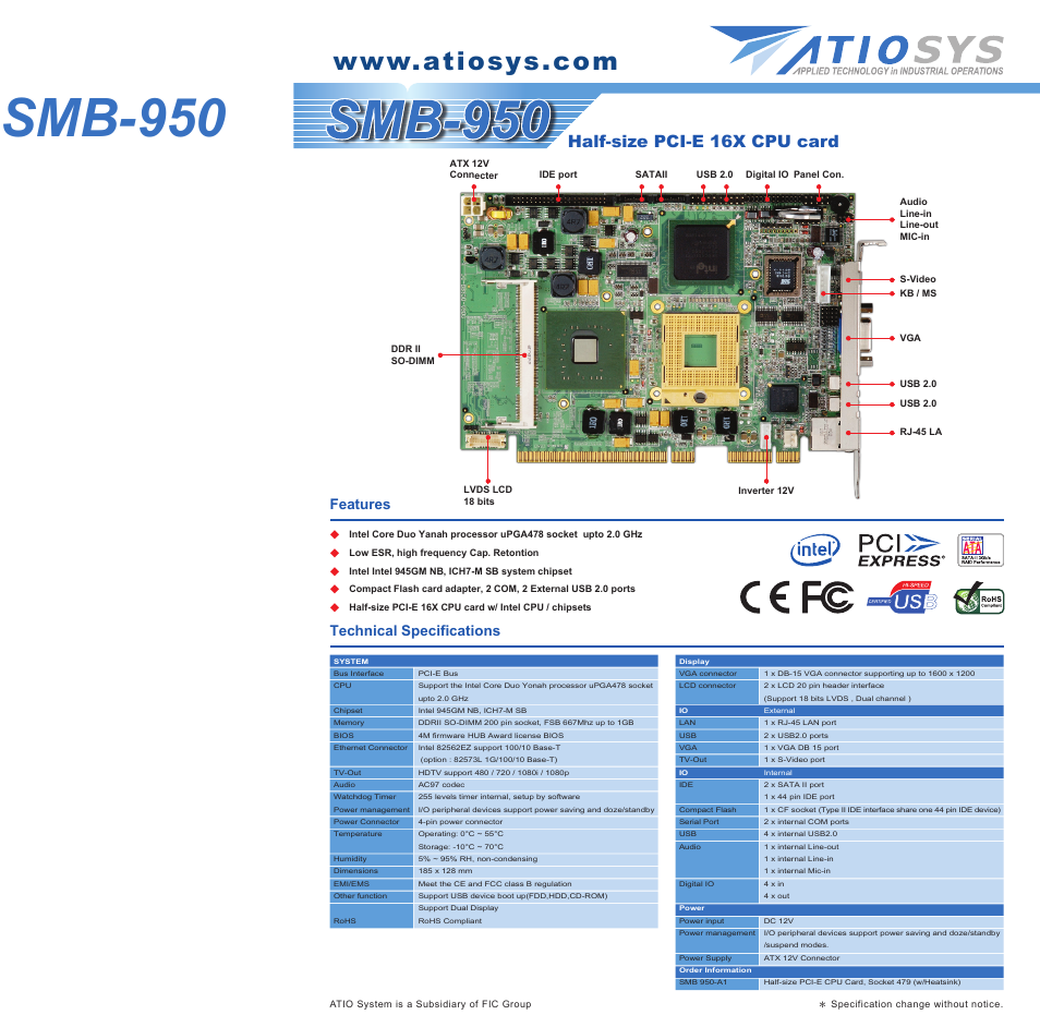 FIC SMB-950 User Manual | 1 page