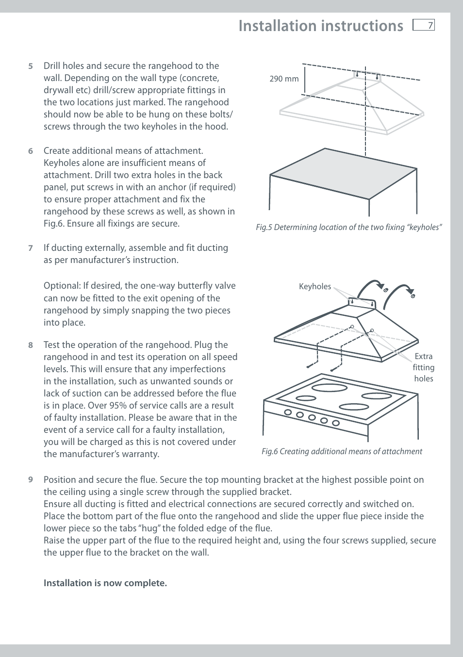 Installation instructions | Fisher & Paykel WALL CANOPY HC90PCHTX1 User Manual | Page 9 / 16