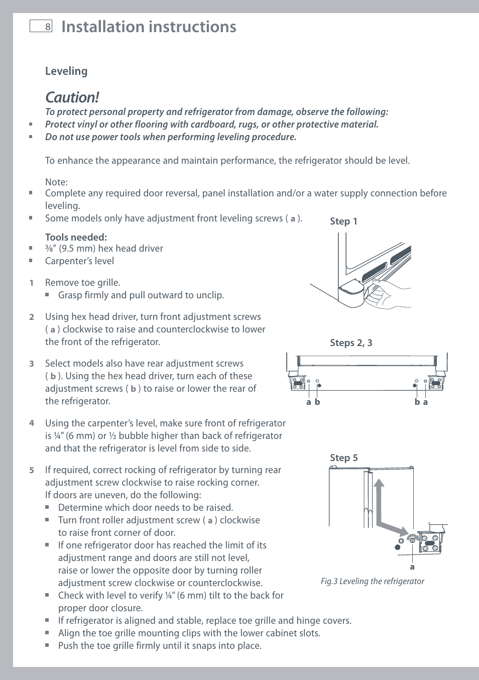 Installation instructions, Caution | Fisher & Paykel RX256 User Manual | Page 10 / 148