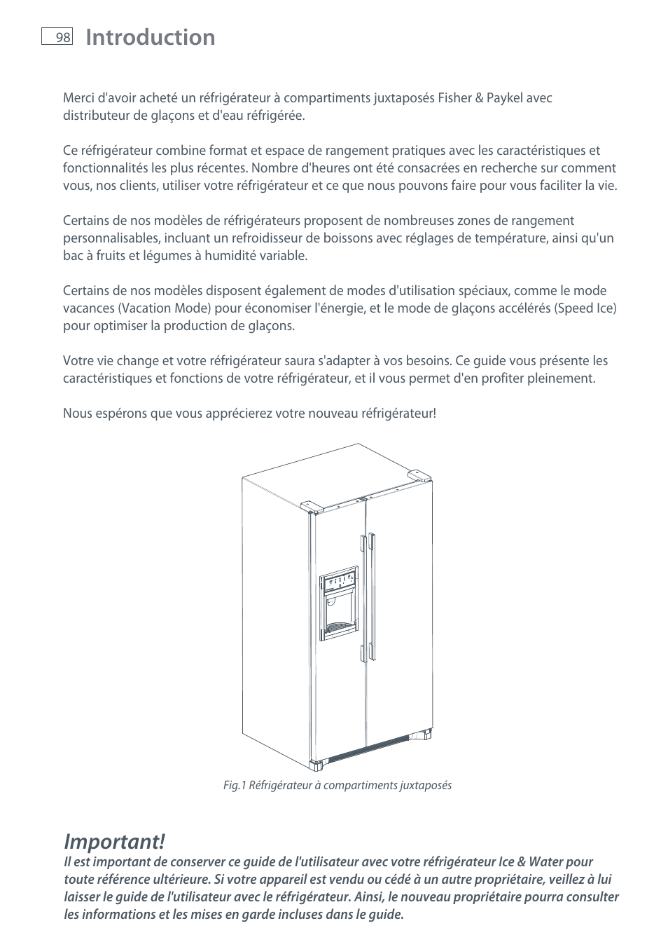 Introduction, Important | Fisher & Paykel RX256 User Manual | Page 100 / 148